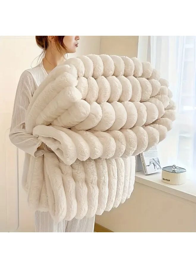Heavy Duty RV Bedspread 70 87x78 74 Inch Cream White All Season Thick Warm Cover - Image 1